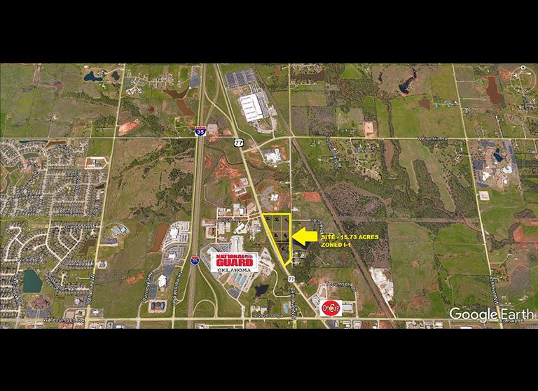 Aerial map highlighting a commercial property near I-94 and Business Loop 69 in St. Joseph, MO.