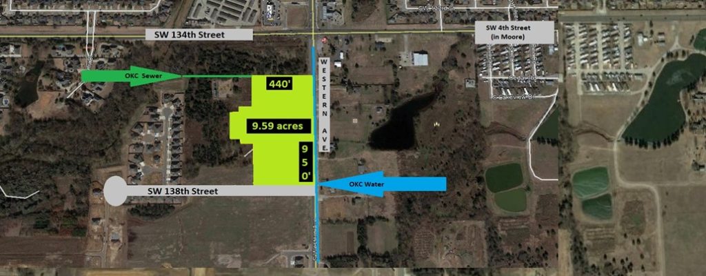 Map showing a 9.59-acre plot marked in green.